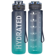 Sahara Sailor Water Bottle 32oz, Tritan Sports Bottle with Time Marker | Bpa Free, Leakproof Wide Mouth With Fast Flow Lid And Cleaning Brush, For Gym School Office Travel, 1 Count