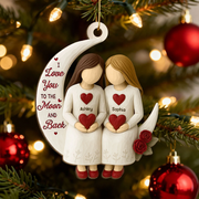 3D Effect Roses Besties On Moon - Personalized Wood Ornament - Christmas Gift For Her, Besties, Friends, Sisters