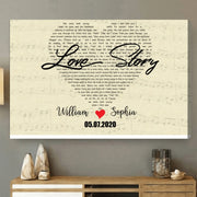 Couple's Anniversary Song Lyrics Canvas: Custom Heart Shaped First Dance Wall Art - Meaningful Wedding or Valentine's Day Gift for Husband & Wife