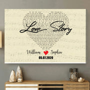 Couple's Anniversary Song Lyrics Canvas: Custom Heart Shaped First Dance Wall Art - Meaningful Wedding or Valentine's Day Gift for Husband & Wife