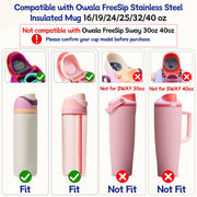 3 Sets Replacement Rubber Seal Gasket Parts for Owala FreeSip 24oz 32oz F1 | Water Bottle Lid Top Silicone Stopper and O Ring Compatible with Owala 16/19/24/32/40 oz Cap Mouth Insert Piece Accessories