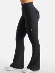 YEOREO CoreFlex Women Workout Flare Leggings | Hidden Scrunch, High Waisted, Cargo Pockets, Gym, Yoga, No Front Seam, Buttery Soft, 28"/30"/32"/34"