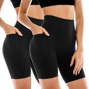 Leafigure 2 Pack Womens Biker Shorts with Pockets 6"