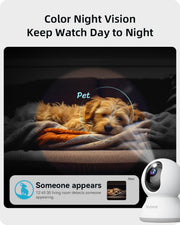 blurams Security Camera, 2K Indoor Camera 360° Pet Camera for Home Security | Motion Tracking, Dual-Band WiFi6, 2-Way Audio, IR Night Vision, Siren, Compatible with Alexa & Google Assistant
