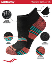 Saucony Women's RunDry Performance Heel Tab Athletic Socks, Available in S-L (8, 16, 24 Pairs)