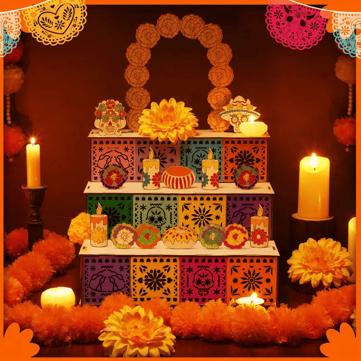 Day of the Dead Wooden Altar Display Set | 💕Death is not the end of life, forgetting is