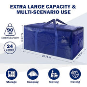 8 Pack Extra Heavy Duty Large Moving Bags with Strong Zipper & Carrying Handles, Sturdy Clothes Storage Bags Totes Bins, Packing Bag Move Boxes College Moving Supplies, Dark Blue - 24 gal