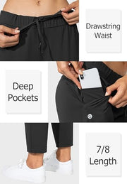 G Gradual Women's Pants with Deep Pockets 7/8 Stretch Ankle Sweatpants | Golf, Athletic, Travel, Lounge, Business Casual, Teacher, Drawstring Waist, Butter Soft 4-Way Stretch, Lightweight