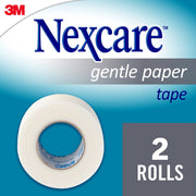 Nexcare Gentle Paper Tape, Medical Paper Tape, Secures Dressings and Lifts Away Gently - 1 In x 10 Yds, 2 Rolls of Tape