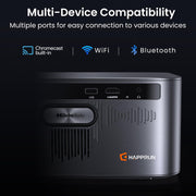 HAPPRUN 3000 ANSI Lumens Outdoor Projector with Official Google TV | 4K Supported, Dolby Audio, Auto Focus & Auto Keystone, 10K+ Apps, WiFi 6, Bluetooth, Indoor & Outdoor Movies