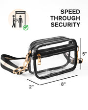 BS-VOG Clear Bag for Stadium Events, Clear Crossbody Purse for Women | Water-Resistant PVC, Wide Removable Adjustable Strap, Extra Front Pocket, Zippered Closure, Fits Phone Wallet Keys