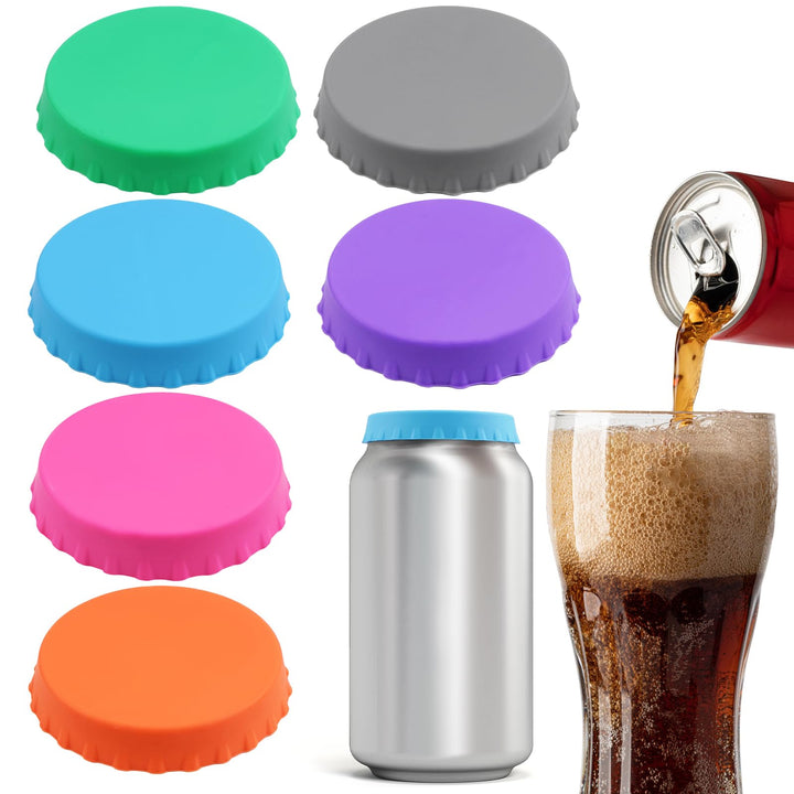 6 Pack Silicone Soda Can Lids – Reusable Can Covers for Soda, Beer, and Beverages – BPA-Free, Fits Standard Cans – Perfect for Juice, Coke, and More