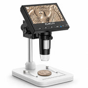 Elikliv Microscope, Digital Coin Microscope 1000x with Lights, EDM4, 4.3'' | 8 Adjustable LED Lighting, 720P LCD Microscope, Built-in Rechargeable Battery, Take Photos/Videos, Windows/MacBook Compatible