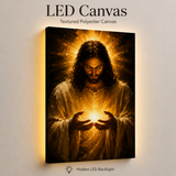 LED Jesus Light of Hope Canvas/Mica – Christian Wall Art with Hidden Backlight