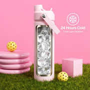 ENCOOL Insulated Water Bottle with Straw Stainless Steel Water Bottle, Leak-Proof, BPA-Free, Double Wall Vacuum Keeps Cold for 24 Hours for Sports, Travel, School (26 oz, Cotton Candy)