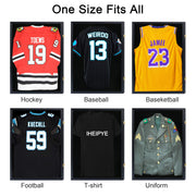 IHEIPYE Jersey Display Frame Case, Large Sport Jersey Shadow Box, Black | Lockable, UV Protection, Hanger, Baseball Basketball Football Soccer Hockey Shirt and Uniform