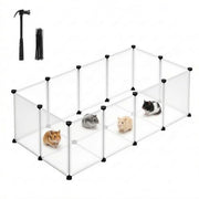 SONGMICS Pet Playpen with Floor, Small Animal Playpen | Pet Fence Indoor, DIY Plastic Enclosure for Guinea Pigs, Bunny, Hamsters, 49.2 x 24.8 x 16.5 Inches, White ULPC001W01