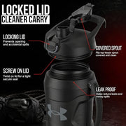 Under Armour Insulated Water Bottle with Handle & Fence Hook, Half Gallon Sports Water Jug, Leak-Resistant & BPA-Free for Baseball, Football & Gym - Black/Black, 64oz