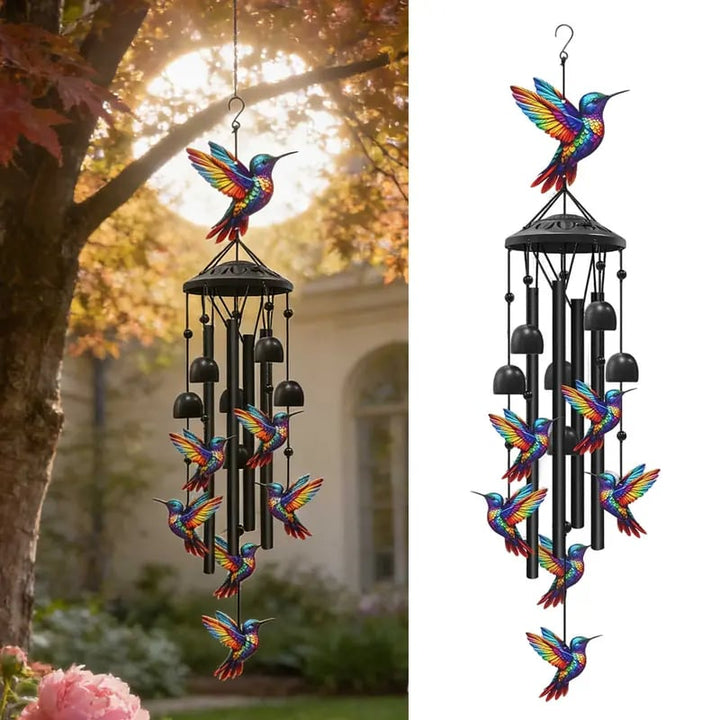 🔥Juneteenth 70 OFF-🐦Vintage Colorful Hummingbird Wind Chime with Metal Tubes and Bells