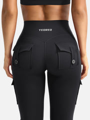 YEOREO CoreFlex Women Workout Flare Leggings | Hidden Scrunch, High Waisted, Cargo Pockets, Gym, Yoga, No Front Seam, Buttery Soft, 28"/30"/32"/34"