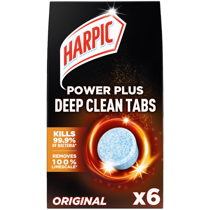 Harpic Power Plus Deep Cleaning Toilet Tablets, Original, 6 pack | Cleans where the brush can't reach, For a hygienically clean toilet, Removes 100% limescale, No mess, Kills 99.9% of bacteria
