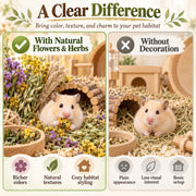 Sukh 42Pcs Hamster Sprays Natural - Sprays & Forage for Small Animals | Chew Herbs for Syrian Dwarf Hamsters & Guinea Pigs, Habitat Dry Flowers Decor, Hideout Enrichment, Cage & Bedding Accessories