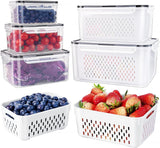 5 PCS Large Fruit storage Containers for Fridge ,Food Storage Containers | with Removable Colander Leakproof Dishwasher & Microwave safe Produce Containers Keep Fruits Vegetables Berry Fresh longer