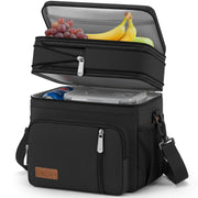 MIYCOO Lunch Bag & Lunch Box for Men Women, Double Deck & Leakproof | Insulated Soft Large Adult Camping Cooler bag for Work, Beach, Picnic, Travel (Black, 15L)