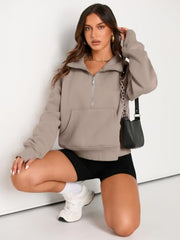 AUTOMET Womens Sweatshirts Half Zip Fleece Pullover Fall Outfits | Fall Fashion Clothes 2026,Cropped Sweatshirt,Cute Y2k Tops,Quarter Zipper Clothes,Winter Loungwear Outfits
