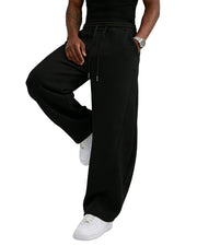 Wangdo Men's Baggy Sweatpants Wide Leg Lounge Cotton Casual Jogging Pants | High waist drawstring,2 Deep pockets,Open bottom,Workout athletic outfits,Loose joggers pants,fashion streetwear,Soft fabric