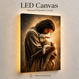 LED Jesus The Good Shepherd Canvas/Mica – Christian Wall Art with Hidden Backlight