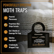 Dr. Killigan's Premium Clothing Moth Traps with Pheromones (Black, 6 Traps) | Clothes Moth Traps with Pheromones, Alternative to Moth Balls, Targets the Webbing Clothes Moth & Casemaking Clothes Moth