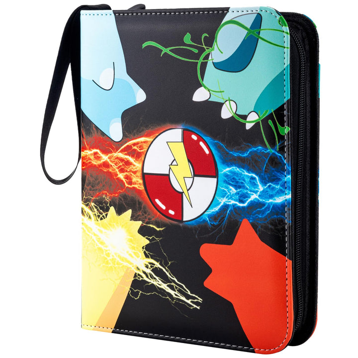Jravkfi Card Binder 4 Pocket‑Holds Up to 400 Cards | 3‑Ring Zipper Album with 50 Removable Sleeves, Ideal for Card Collectors, Black