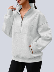 AUTOMET Women's Quarter Zip Oversized Sweatshirt Fleece Mock Neck Pullover | Half Zip, Front Pockets, Thumb Holes, Loose Mock Turtleneck Hoodies, Cozy Jackets, 2026 Fall Outfits, Winter Teacher Clothes