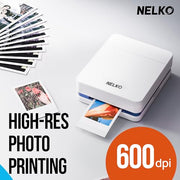 Nelko PP01 Photo Printer, 2x3 Portable Photo Printer, Mini Printer, White | Instant Color Inkjet Printer for Smartphone, Sticky-Back Photos, Bluetooth Compatible with iOS & Android, AI App Editing