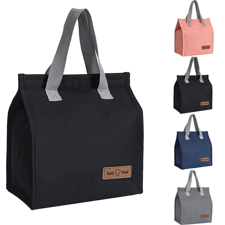 Yikki Lunch Bags for Women Men, Small Reusable Insulated Cool Bags, Black | Leakproof Lunch Box Tote Bag for Kids Girls Boys Adults, Thermal Cooler Bag for Work School Picnic Travel