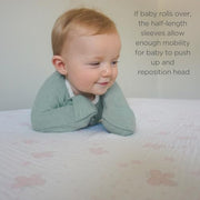 SwaddleDesigns Transitional Swaddle Sack, Cotton, Heathered Jadeite, 0-3mo | Arms Up Half-length Sleeve Partially Suppress Moro reflex, Most Gradual Transition Swaddle for Newborn, Safe for Rolling Baby
