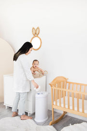Ubbi Stainless Steel Diaper Pail, No Special Bags, Odor-Locking, White | Award-Winning Registry Must-Have, Childproof Safety Lid with Lock, Holds Up To 55 Newborn Diapers, Modern Nursery Essential