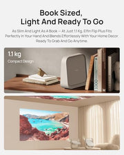 XGIMI Elfin Flip Plus Portable Projector, 500 ISO Lumens, Adjustable Stand | Google TV with Licensed Netflix, 1080P Resolution Home Projector, Lightweight and Compact Design, Screen Adaption