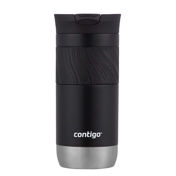 Contigo Byron Vacuum-Insulated Stainless Steel Travel Mug, Licorice, 16oz | Leak-Proof Lid, Thermalock Insulation, Hot 6 Hrs or Cold 12 Hrs, One-Handed Drinking, Textured Grip, Fits Car Cup Holders