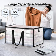 ukeetap 8 Pack Extra Large Clothes Storage Bins with Lids, Clear | Storage Bags with Reinforced Handles & Heavy-Duty Zippers, Moving Bags Boxes Totes for Clothes Packing, Dorms, College