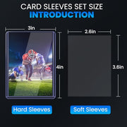 200 Card Sleeves Top Loaders for Cards, 3" x 4" Hard Plastic Toploaders | Baseball Card Protectors, Trading Card Holder for Football Sports Cards (100 Toploaders + 100 Penny Sleeves)