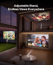 Aurzen BOOM Air Google TV Portable Projector with USB-C Powered, Off-White | Smart Projector with WiFi and Bluetooth, for Outdoor & Home Movie, 4K Supported, Real-Time Focus, Dolby Audio, Flexible Stand