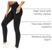 THE GYM PEOPLE Women's Thick High Waist Yoga Pants Workout Leggings | Tummy Control, Deep Side Pockets, Squat-proof, hidden waistband pocket, Flatlock Seams, Running, Yoga, Workout, Athletic