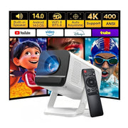 Built-in Apps 1080P 4K Support Mini Projector with Android 14, Phone Remote | Portable Smart Projector with WiFi 6 and Bluetooth 5.4 for Bedroom Auto Keystone Compatible with Netflix/iOS/HDMI/TV Stick X1