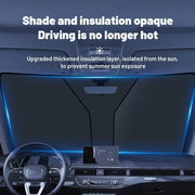 🚗 LIMITED-TIME 50% OFF! ✨ Windshield Sunshade Foldable Sun Shield – UV Protection, Includes Steering Wheel Cover, Pouch ☀️