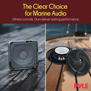 Pyle Waterproof Marine Speakers - Pair of 5.25" 180 Watt Low Profile Slim Style System - Weather Resistant Outdoor Rated Speakers for Boat, Patio, Poolside, Deck, Home (Black)