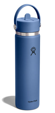 Hydro Flask Water Bottle - Insulated Stainless Steel - Wide Straw Lid, Non Spill, Leakproof in 24 Oz Harbor Blue