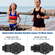 VUP Running Armband 360°Rotatable for iPhone 17/16/15/14/13/Pro Max/Pro/Mini/12/11/SE/Xs/XR/X/8/7/Plus, Fits All 4-6.7 Inch Smartphones, with Key Holder Phone Armband for Running Hiking Biking (Black)