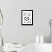 Bathroom Quotes Wall Decor, Black and White Bathroom Wall Art, Toilet Decor Signs Small Black Framed Canvas Art for Kid's Washroom